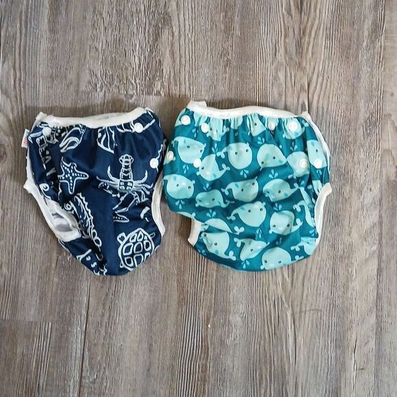 Baby Swim Diapers 2pcs Reuseable Washable & Adjustable Sz S NWOT - Picture 2 of 7